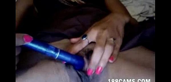  Milf with hairy pussy dark lips plays with vibe toy